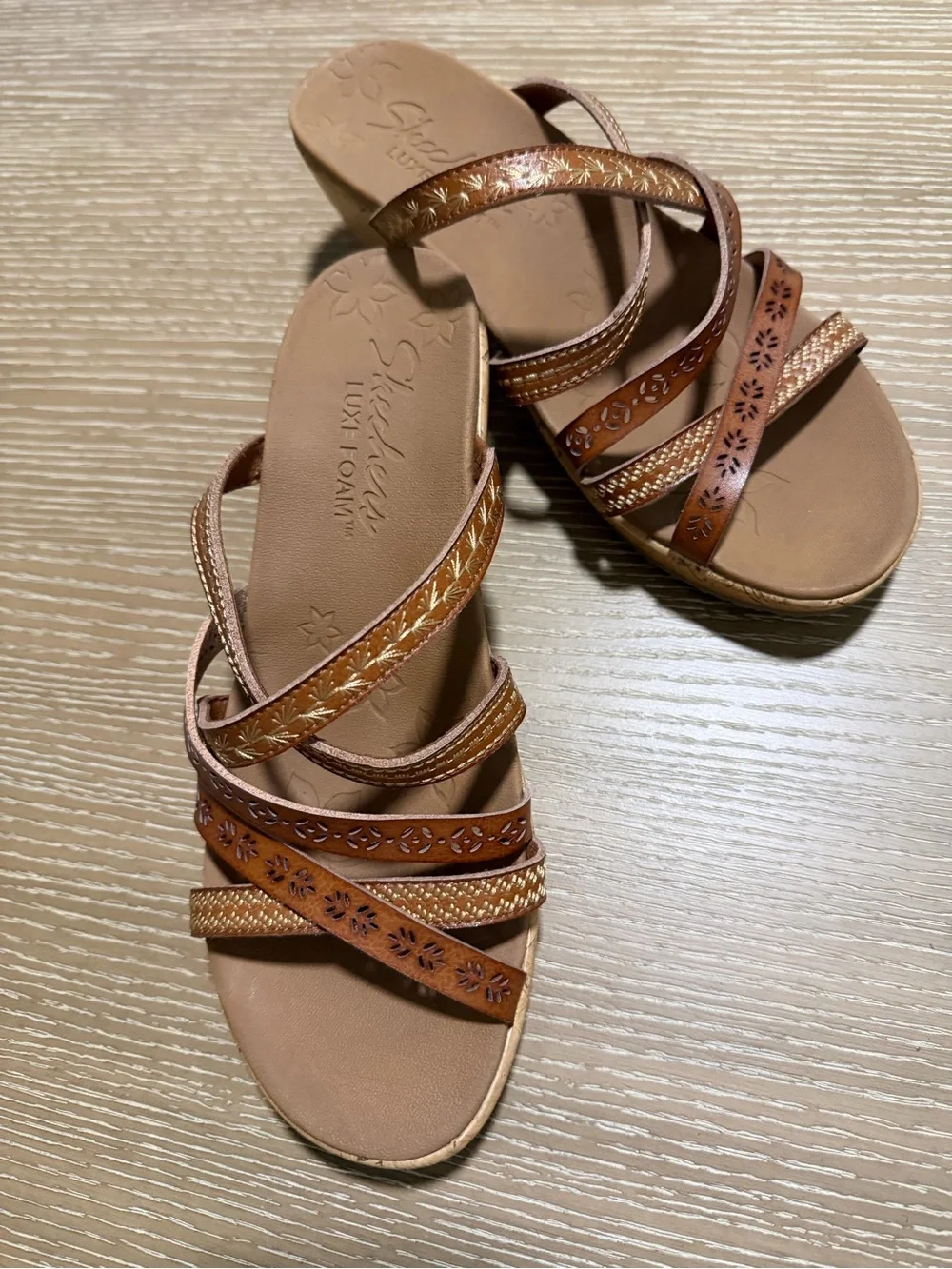 Skechers Tan Decorative Multi-Strap Sandals for Women